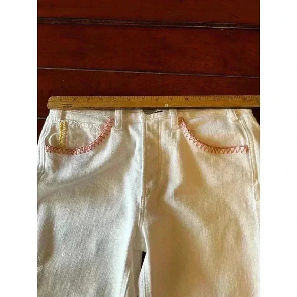 MCGUIRE White Denim Jeans with Embroidered Pockets Anthropologie Size 28 - Picture 9 of 12